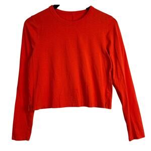 Lululemon Cropped Long Sleeve Cotton Shirt Orange - 6
